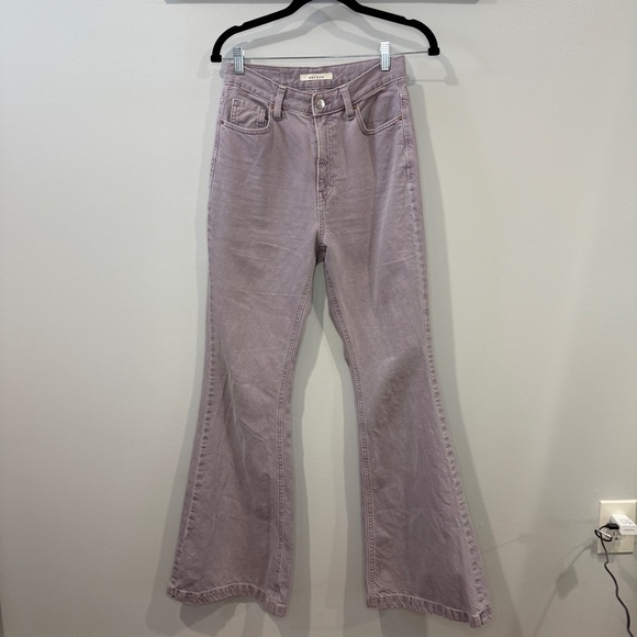 PACSUN Eco Purple High Waisted Flare Denim Jeans Dusty Lavender Size 27 - Picture 2 of 10